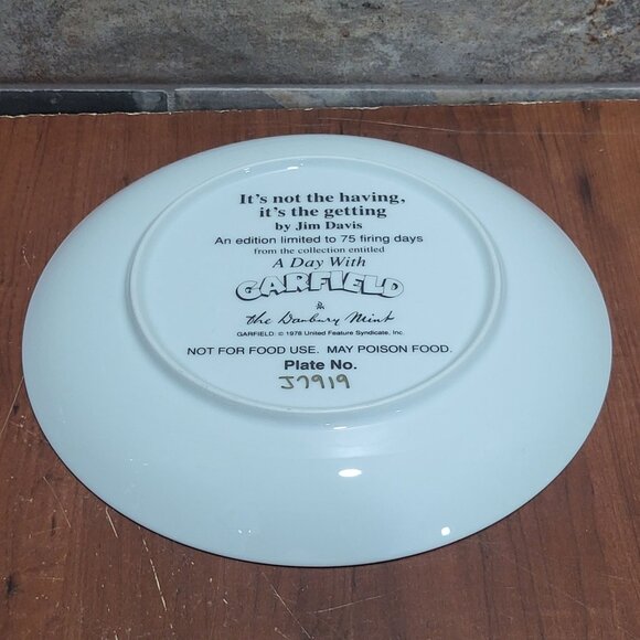 Danbury Mint Decorative Plate A Day With Garfield Its Not the Having Its The Get - Picture 7 of 12